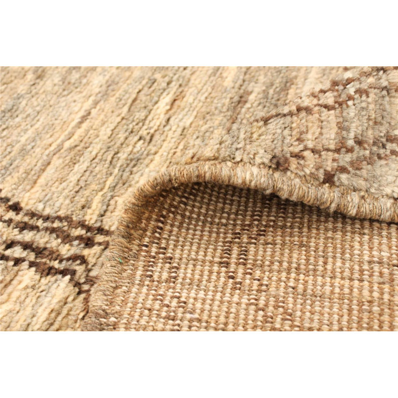 Tapis unique en laine noué à la main style marocain des années 2010 de 3 pi 10 po x 5 pi 10 po brun Fjodor