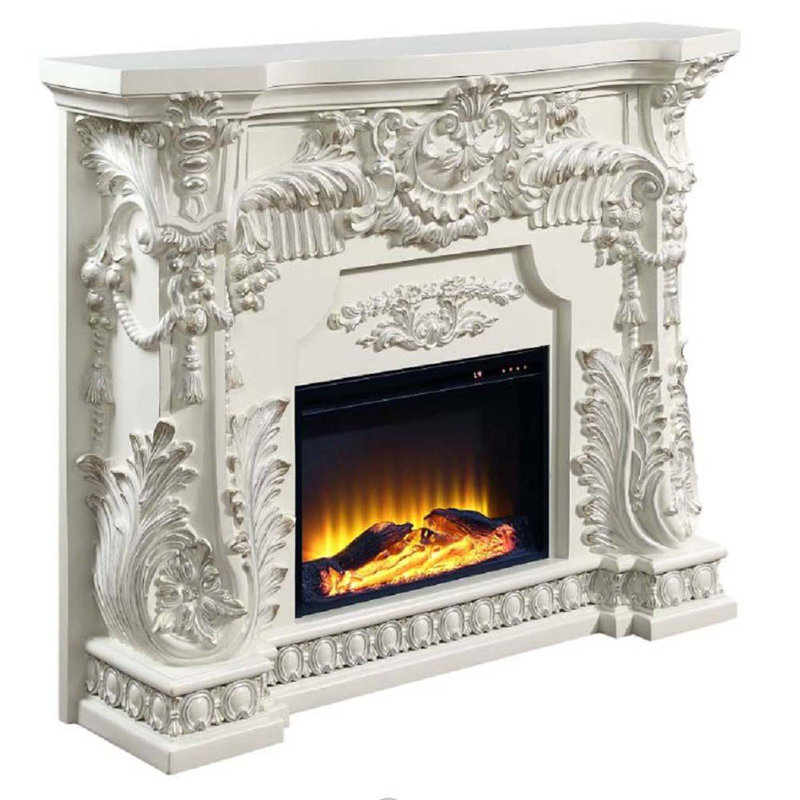 Adara Antique White Finish Fireplace