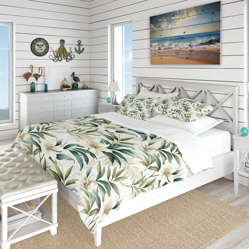 Serene Botanics Tropical Pattern IV Duvet Cover, Twin Duvet Cover + 1 Standard Sham