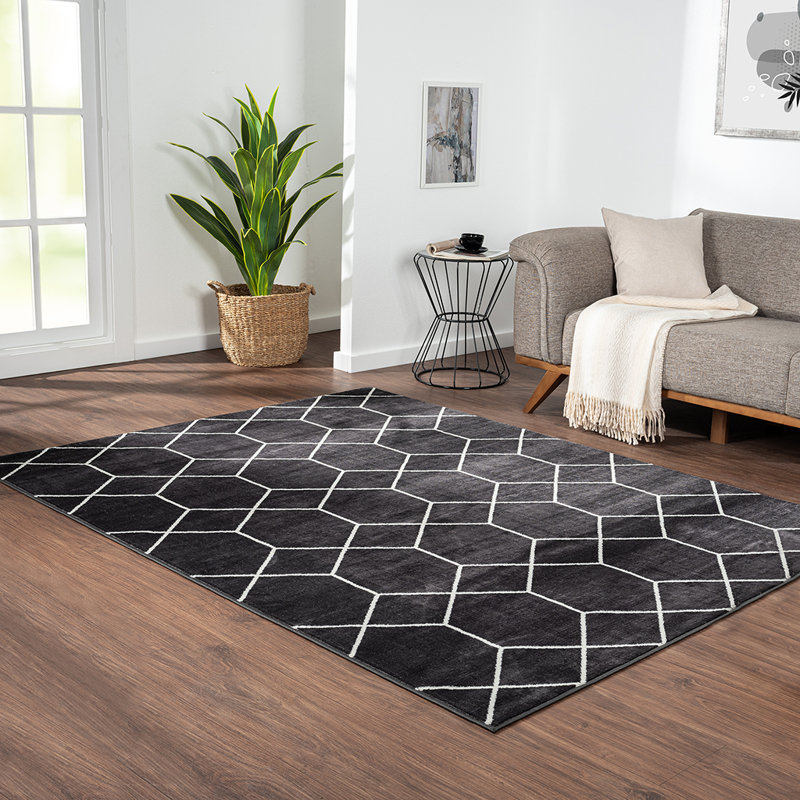 Tapis tissé à motif de treillis géométrique