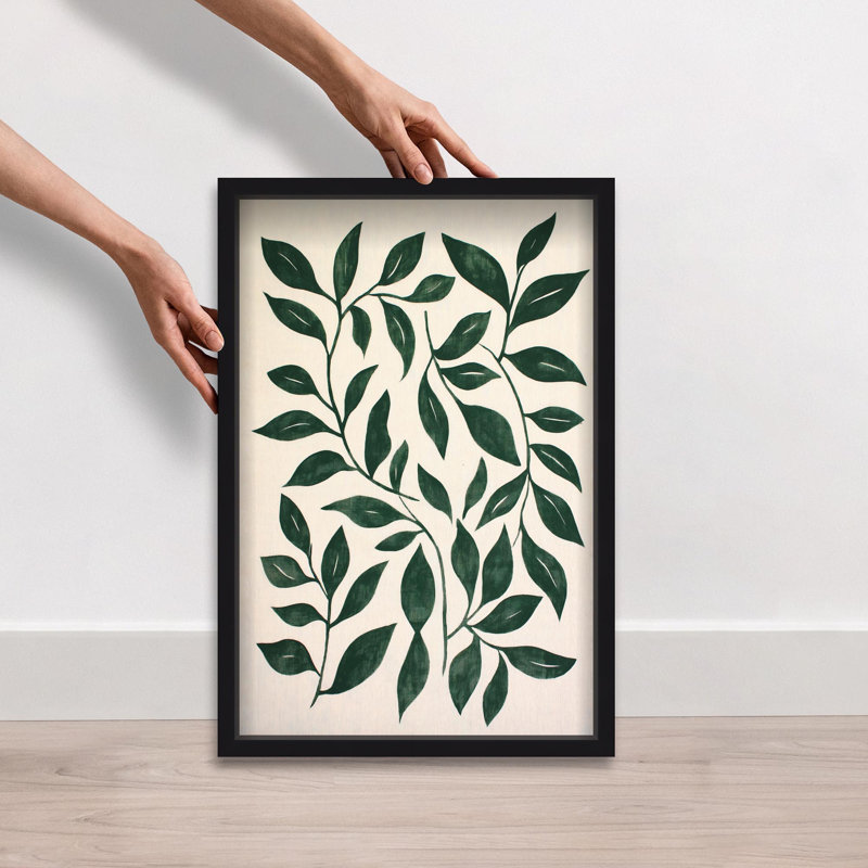 Oliver Gal Leaf Linen I Floral and Botanical - Luxury Shadowbox Framed Wall Art, Black, 25" H x 17" W