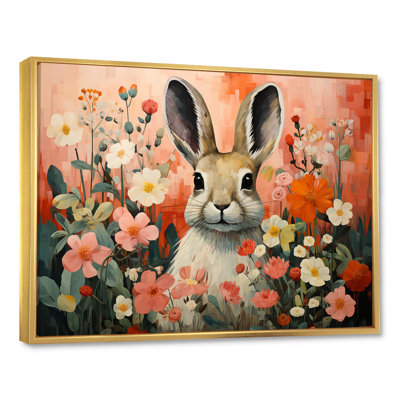 Art de mur de lapin rose