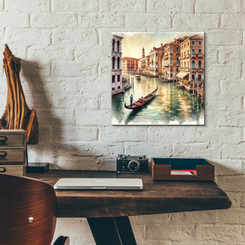  'Venice Italy Watercolor Square' by Rey Klimt Acrylic Glass Wall Art, 12" x 12"