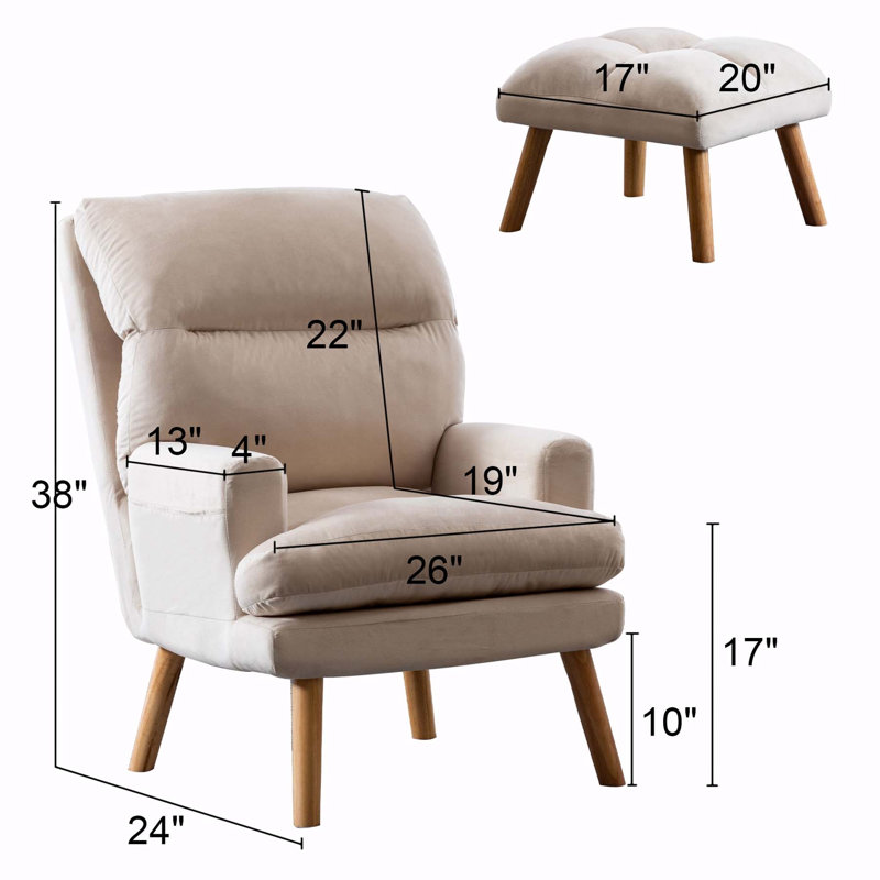 Fauteuil et repose-pieds Gesualdo, Velours beige