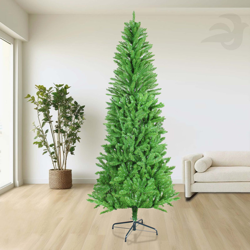 Arbre de Noël artificiel 7 pi Classic: hauteur de 84 pouces, forme de crayon, branches denses, apparence réaliste, convient pour Halloween et Noël