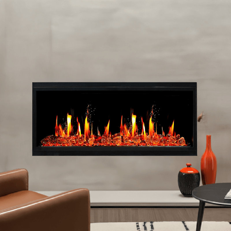 Litedeer Latitude 45" Smart Built-in Electric Fireplace (ZEF45XA) Ultra-Slim Linear Wall Fireplace with WiFi App, Multi-Colour Flame, Driftwood Logs, Reflective Amber Glass & 1500W Heater