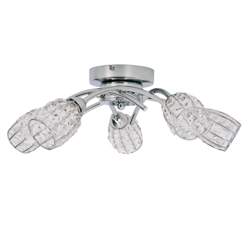 Browne Crystal Semi Flush Mount, Polished Chrome
