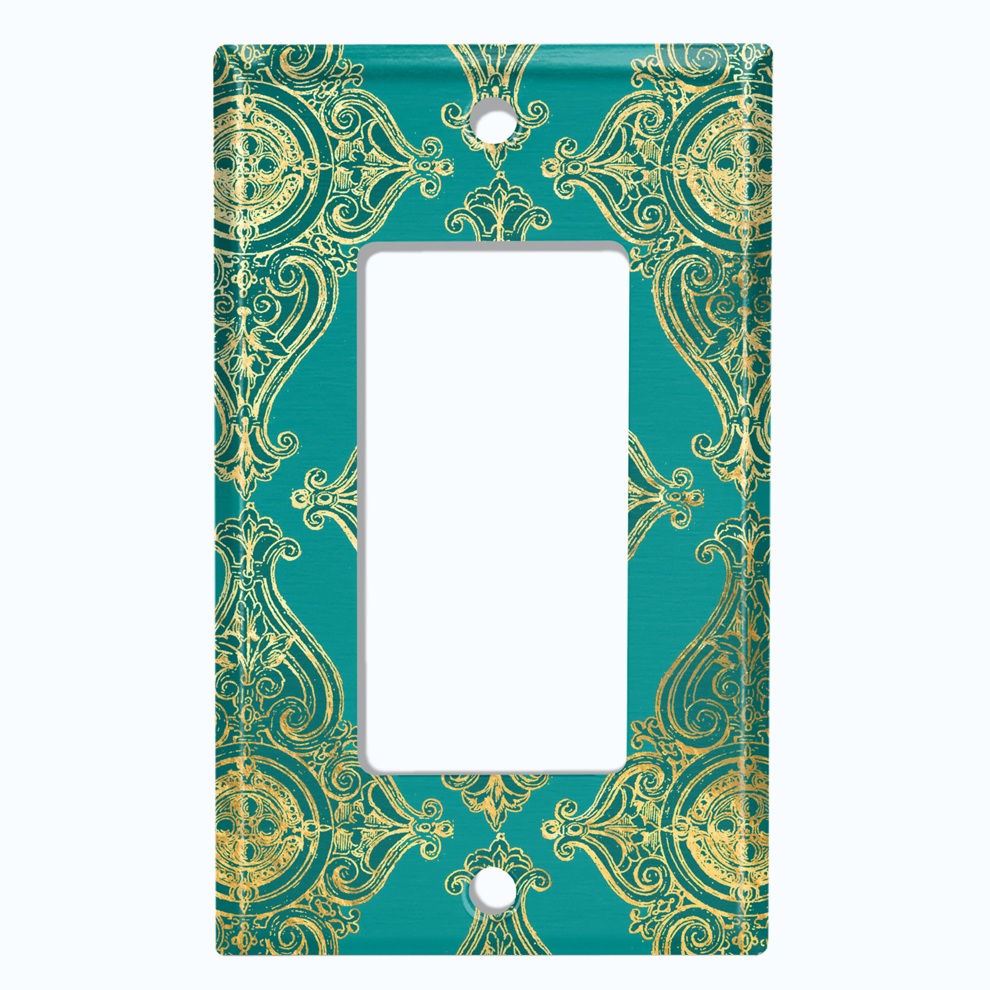 WorldAcc Metal Light Switch Plate Outlet Cover (Damask Yellow Elegant ...