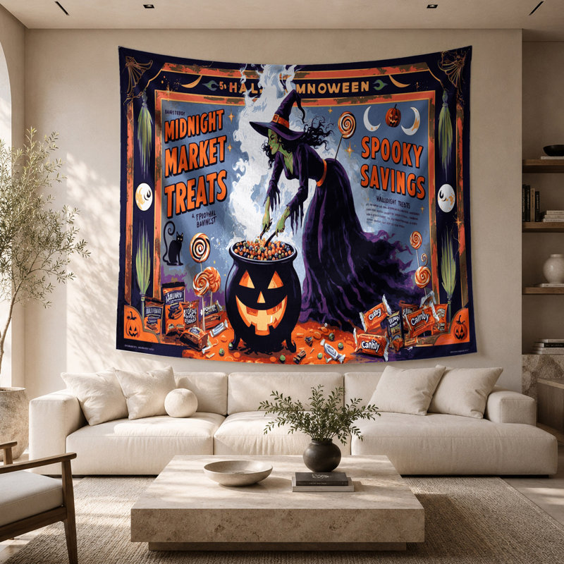 Tapisserie murale rétro d'Halloween, 26 po x 36 po