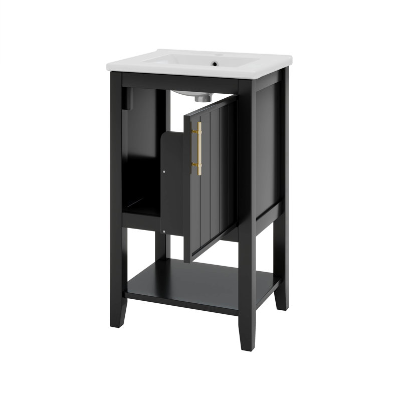 20 Inches Bathroom Vanity With Storage Rack, Open Shelf