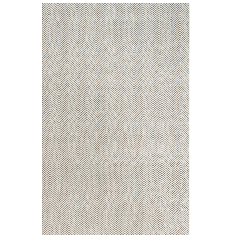 Laureldale Hand Loomed Wool Viscose Chevron Rug in Silver, Rectangle 5' x 8'