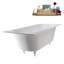 Baignoire encastrée Streamline NS7400CH 67 po en résine de pierre blanche mate avec receveur et bonde intégrée en chrome poli