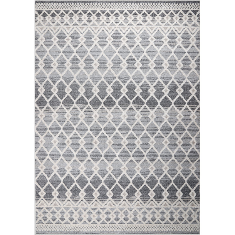 Tapis gris / crème Saltville, Rectangle 5 pi 2 po x 7 pi 5 po