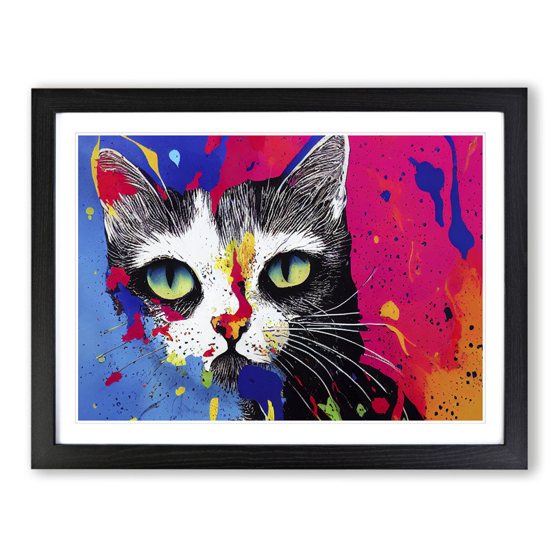 Cat Splashed Vol.6 Abstract - Framed Print, Black, 46cm H x 64cm W x 2cm D
