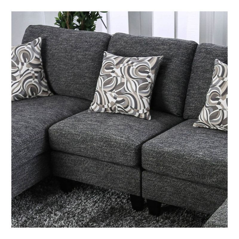 Ensemble de canapé modulaire 5 pièces en chenille gris