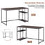 Bureau d'ordinateur avec tablettes, bureau d'ordinateur portable avec rangement