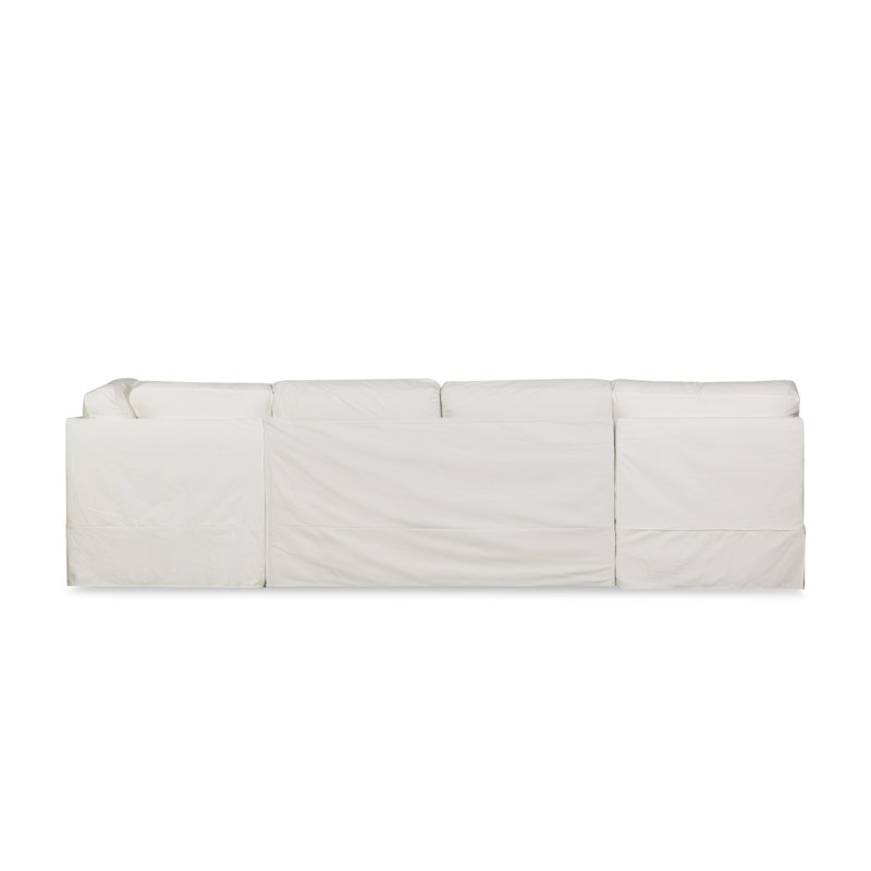 Canapé modulaire 4 pièces Taylor, Toile lavable blanc cassé Bayou, Orienté à droite