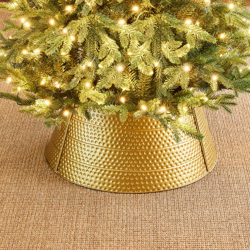 22"D Gold Hammer-harden Metal Tree Collar(KD), 9.75" H x 22" W, Gold
