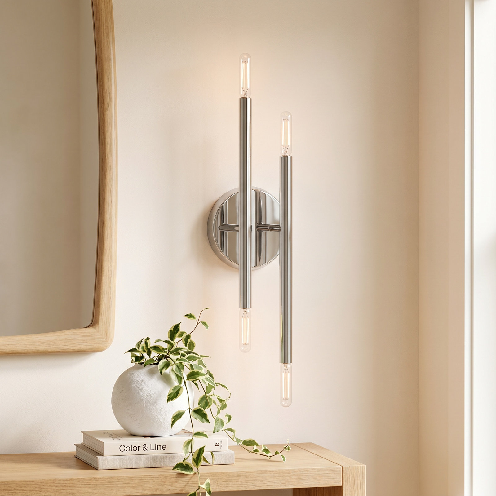 Poco 4 Light Dimmable Armed Sconce, Polished Chrome