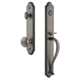 Arc Handleset with Single Cylinder Deadbolt and Fifth Avenue Door Knob and Rosette