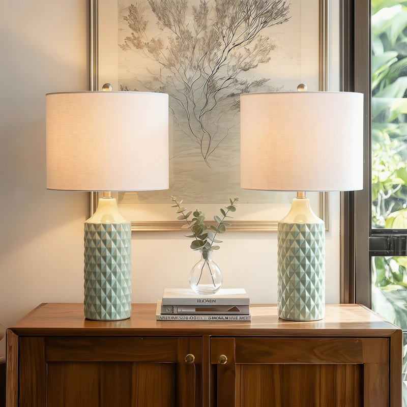 Creight Ceramic Table Lamp, Green