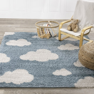 Broome Kestner Shag Teal/Cream Area Rug