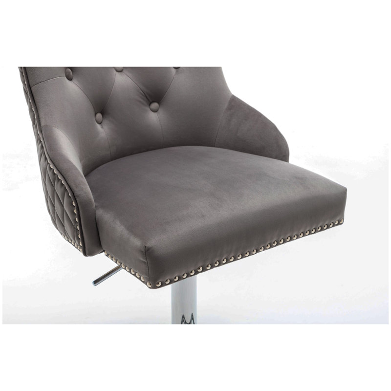 Portland Swivel Upholstered Adjustable Height Counter Stool with Metal Frame, Dark Grey