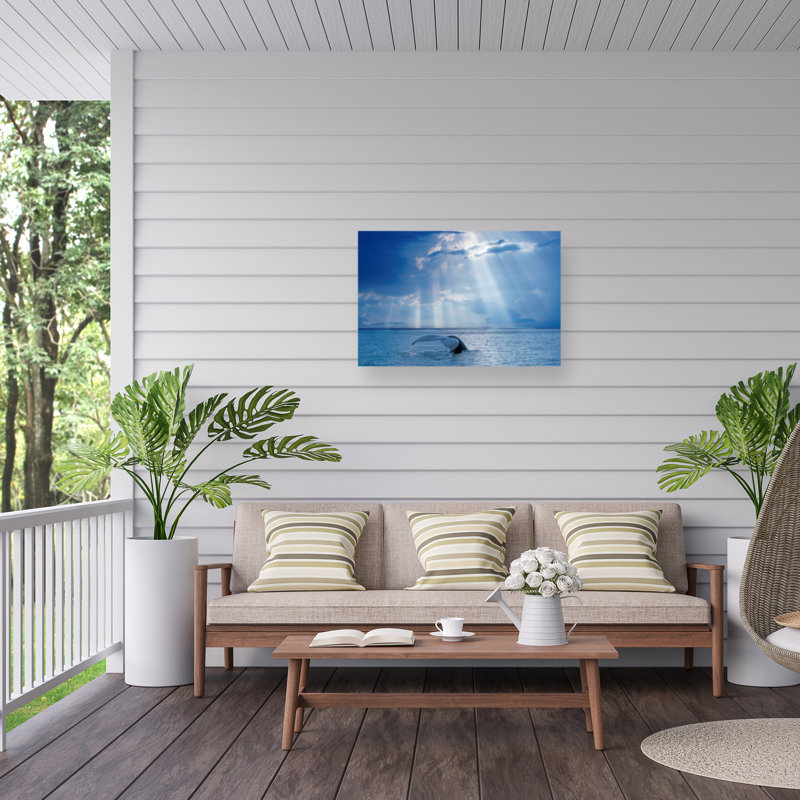 Impression de baleine bolognaise et de rayons du soleil sur toile par Mircea Costina, H 12 po x l 19 po x P 1,5 po