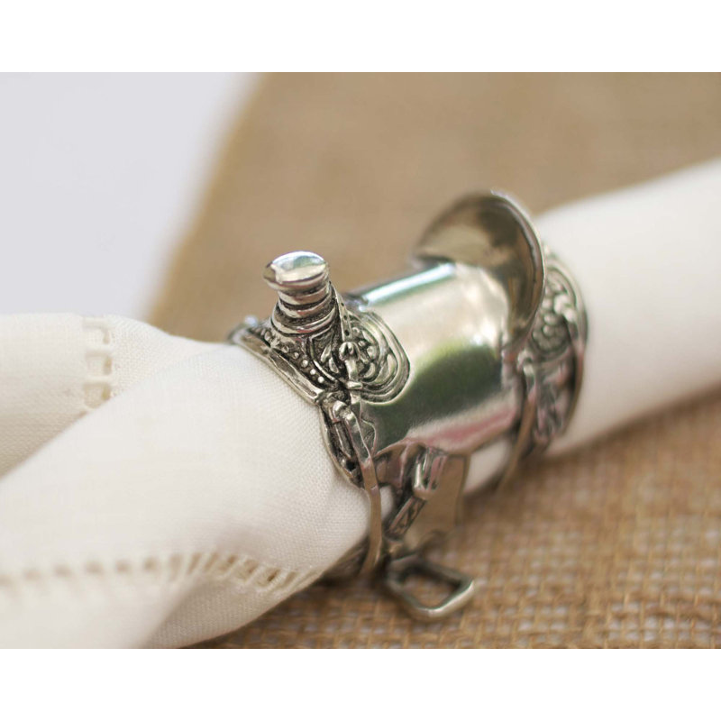 Western Frontier Pewter Cowboy Saddle Napkin Ring