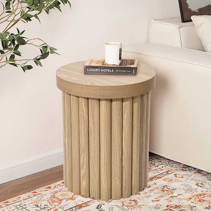 Carnegia Compact Fluted Round Side Table – Mid-Century Modern Style