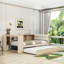 Lit de jour en bois avec couchette, station de charge et tablettes de rangement-2072048347-2072048346