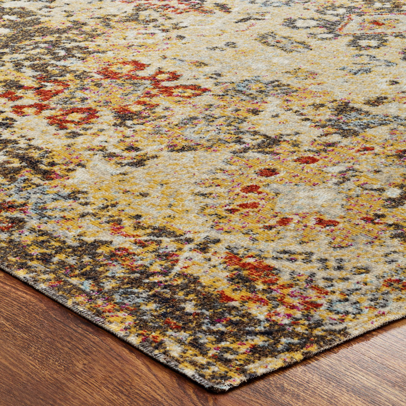 Beale Abstract Area Rug in Beige/Gold/Brown, Rectangle 8'7" x 11'6"