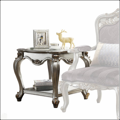 Antique Platinum 1-Shelf End Table, Elegant And Functional For Modern Living And Small Spaces.