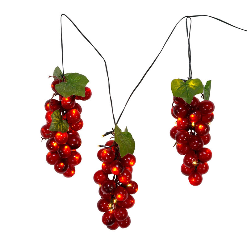 75L Large Purple Grape Cluster LED Light Set with Green Wire, Purple