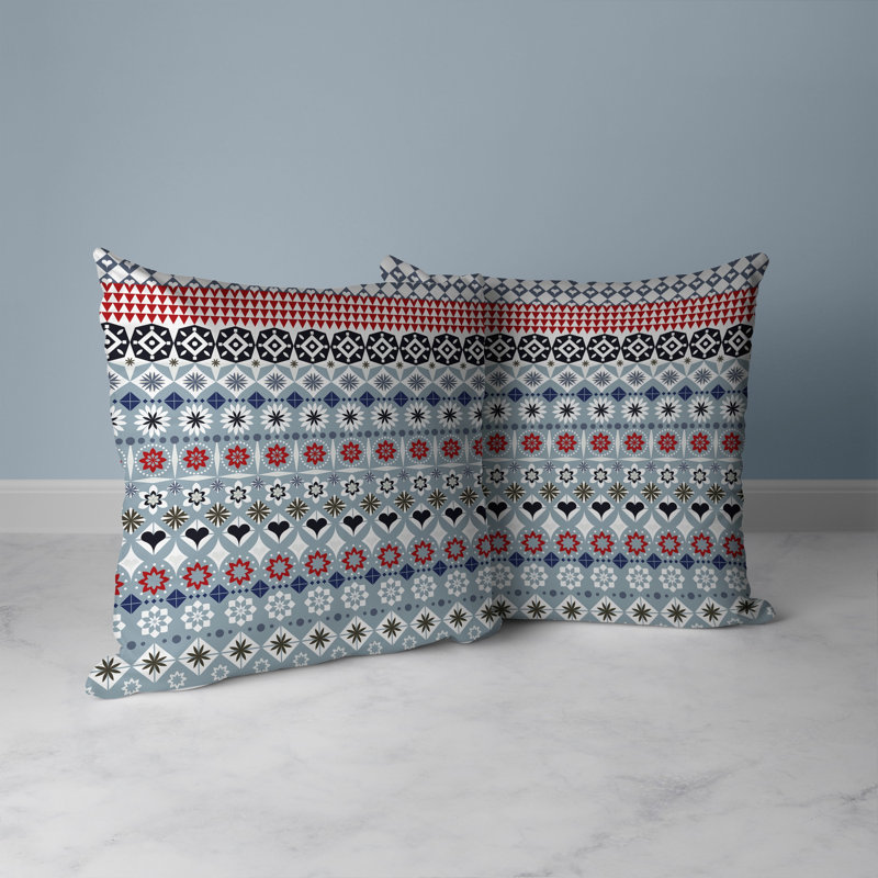 Coussin décoratif intérieur / extérieur Shape Synergy, H 26 po x l 26 po, Bleu/rouge/gris