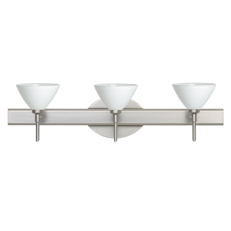 Éclairage pour salle de bain 3 lumières Pownal, Nickel satiné, Blanc, Incandescent