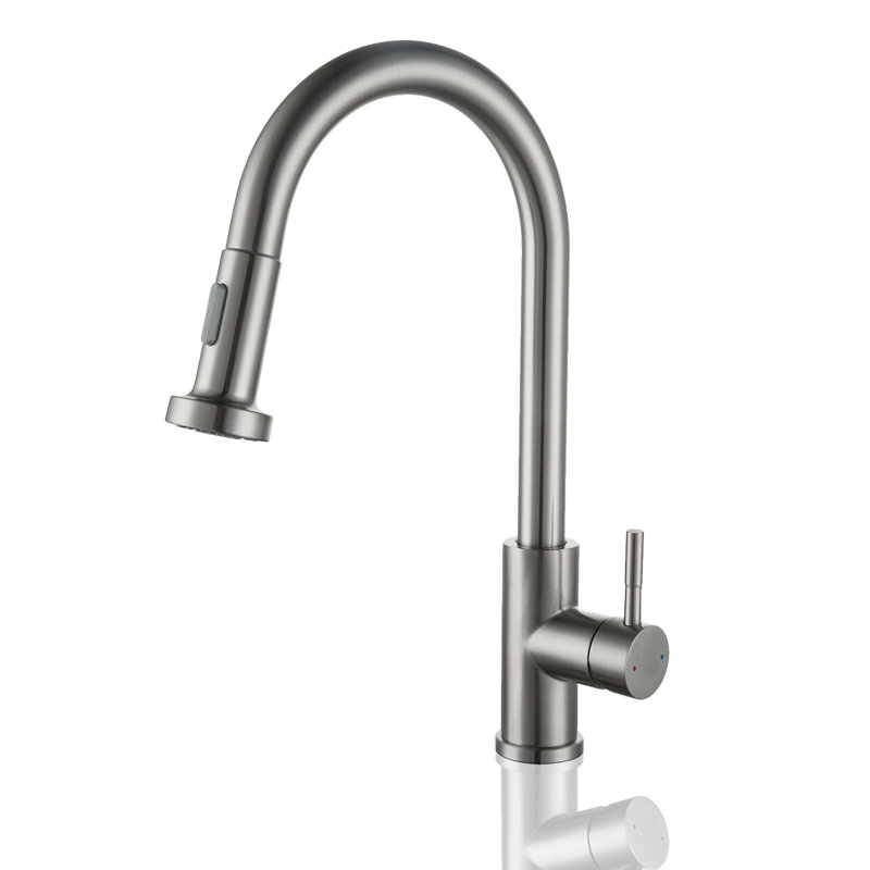 Robinet de cuisine à poignée simple, Nickel brossé