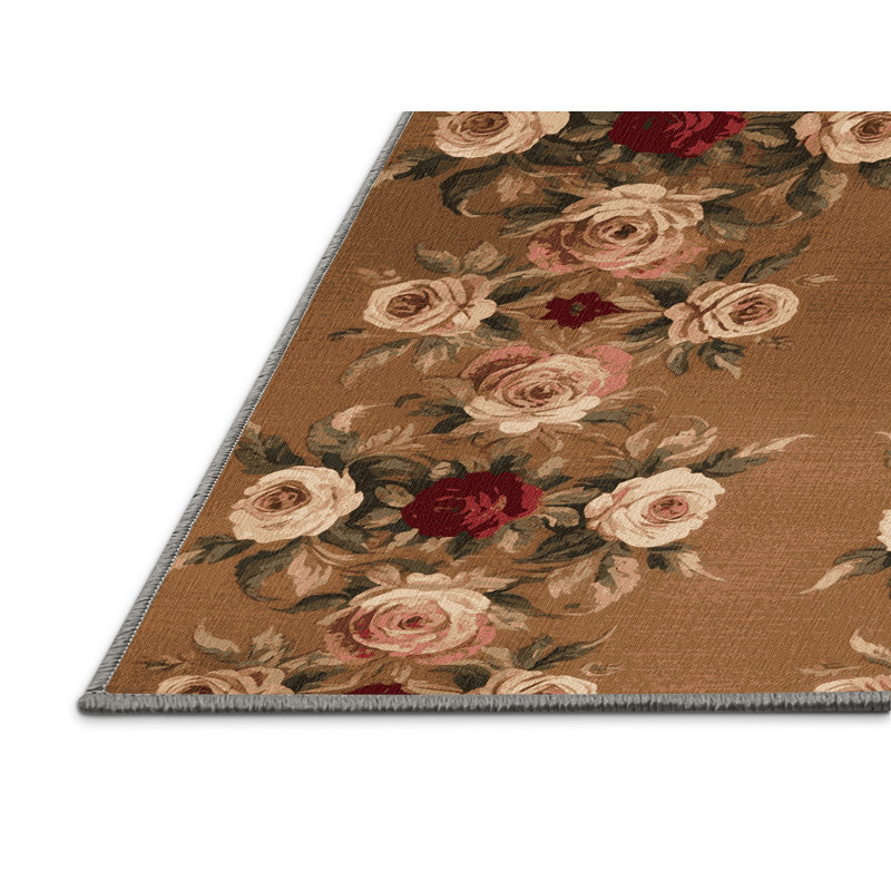 Tapis brun français lavable à la machine, Rectangle 5 pi x 7 pi
