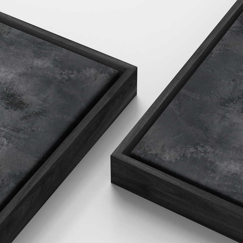 Très grande impression sur toile encadrée abstraite contemporaine gris anthracite, H 30 po x l 60 po, Noir