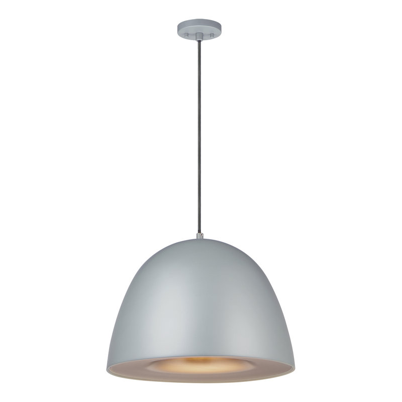 Luminaire suspendu en forme de dôme à 1 lumière DEL Natosha, H 11 po x l 15,75 po x P 15,75 po, Gris foncé / café