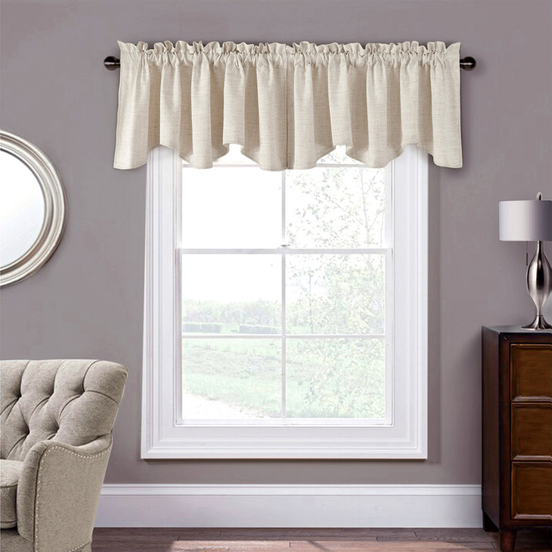 Linen Scalloped 60'' Window Valance, Natural