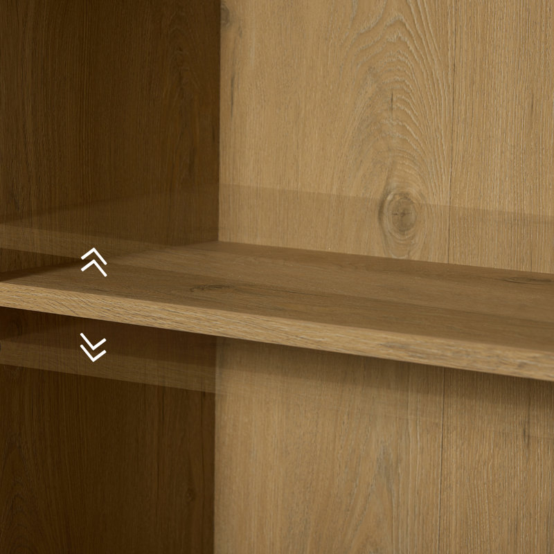 Bibliothèque de 41,3 pouces de hauteur avec tablette réglable, grande bibliothèque en bois avec rangement, Chêne