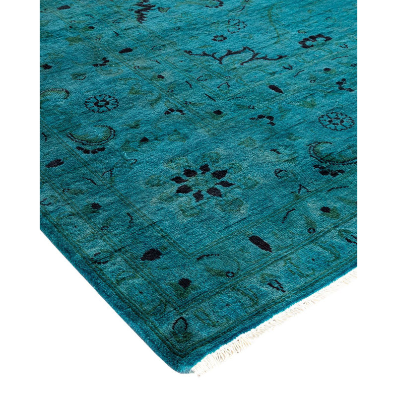 Arch One-of-a-Kind Rectangle 9' 2" X 12' 5" New Age Wool Area Rug Blue