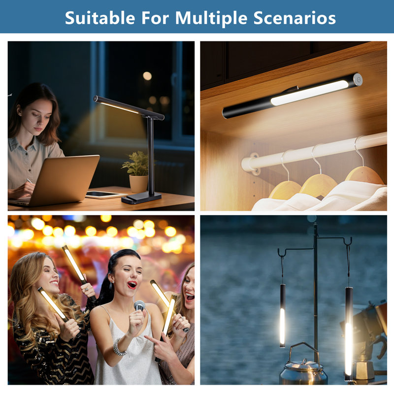 Lampe de table à DEL, lampe de table à intensité réglable à 360 ° avec 5 modes d'éclairage et port de charge USB, lampe de chevet à mémoire de forme pour bureau d'étude