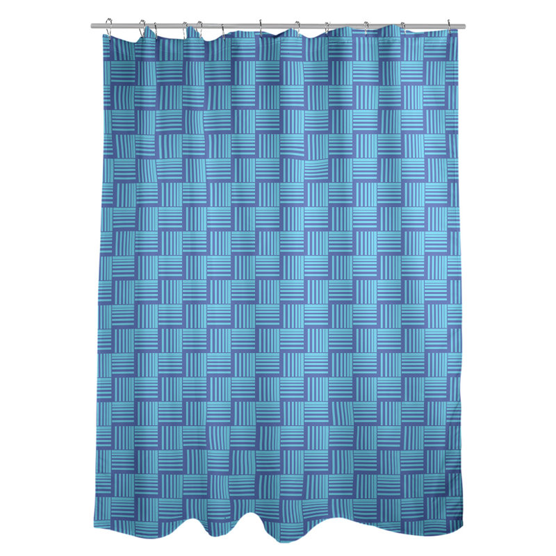 Rideau de douche simple basketweave rayures classic, Bleu / bleu sarcelle