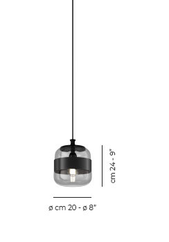 Futura 1 - Light Pendant, Black/Crystal, Matte Black, 88" H x 8" W x 8" D