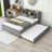 Wood Platform Bed with Trundle and Bookcase-2140958820-2140958874
