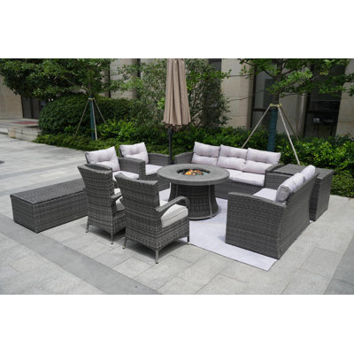 Areefa 9 - Person Patio Conversation Set with Cushions