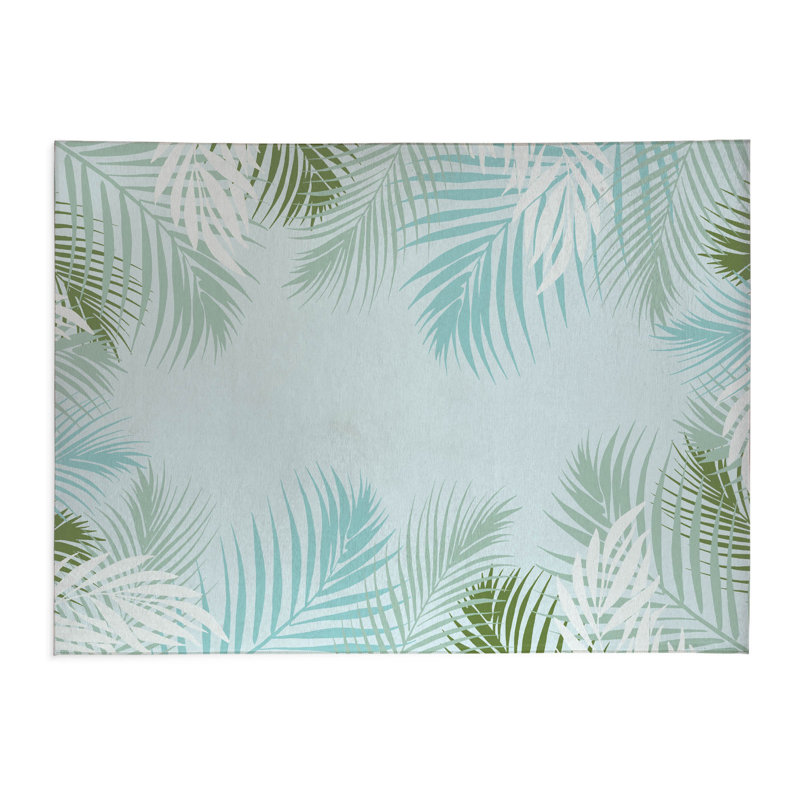 Tapis de cuisine léger antidérapant Waving Palm, Bleu, Rectangle 5 pi x 7 pi
