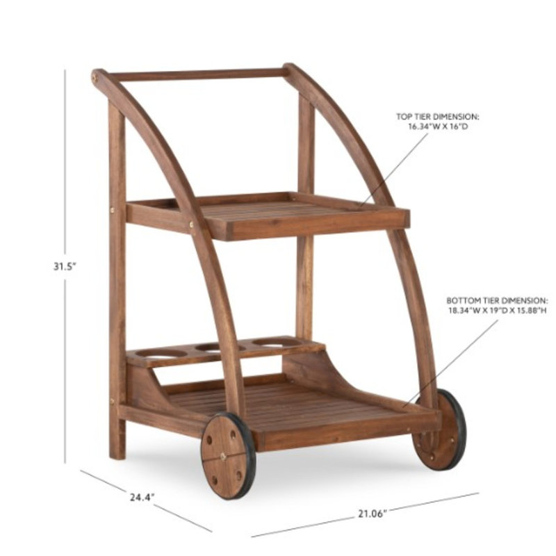 Glyndon Solid Wood Bar Cart